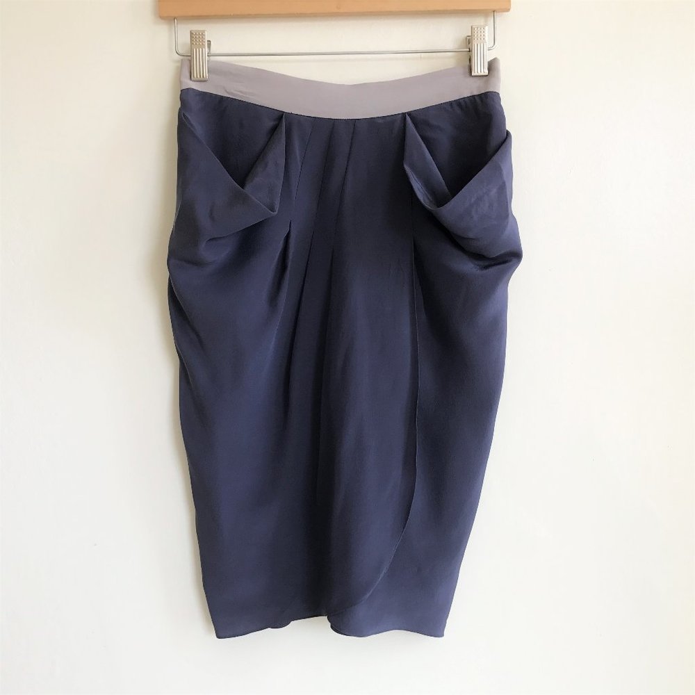 Mint Jodi Arnold Silk Pleated Draped Pencil Skirt
